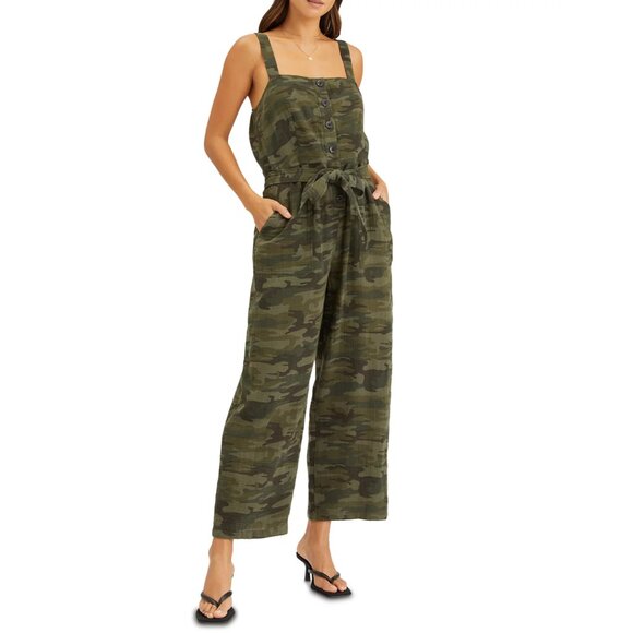 Sanctuary Breezy Cotton Green Camo-Print Sleeveless Jumpsuit Size Medium - Picture 1 of 8